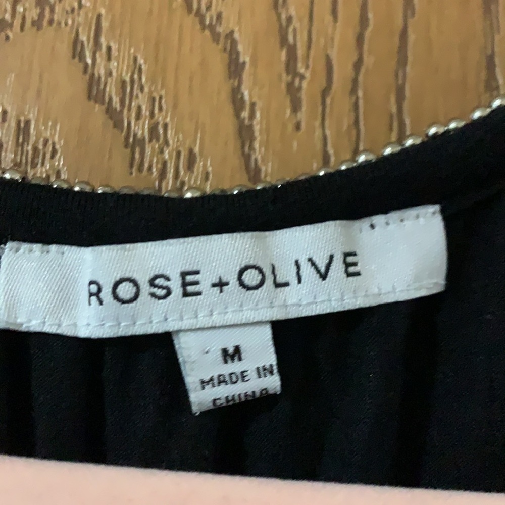 ▪️ ROSE + OLIVE ▪️ Black Peasant Top with Shiny Beading - Picture 10 of 11